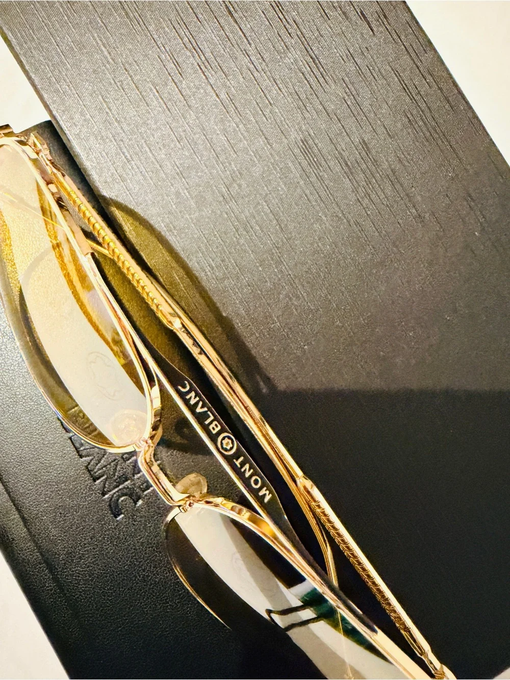 Montblanc Gold Frame Sunglasses with Yellow Lenses